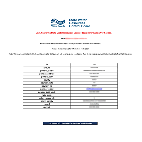 Fraudulant Email Example
