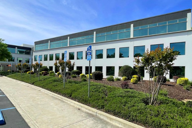 Commercial property with low-water landscaping