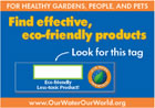 Poster illustrating eco friendly products - showing viewers to look for a specific tag on products