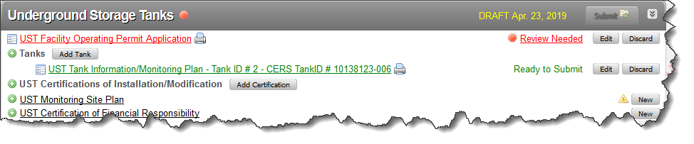 Screenshot of original facility CERS ID