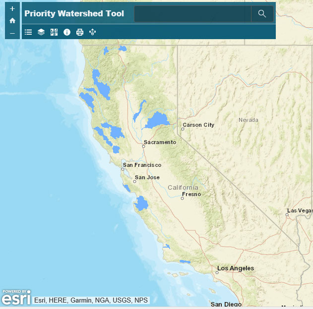 CA Priority Watershed Tool map