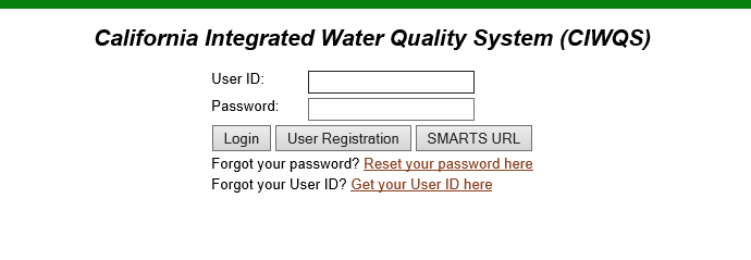 f a q 9 - California integrated water quality system login screen example