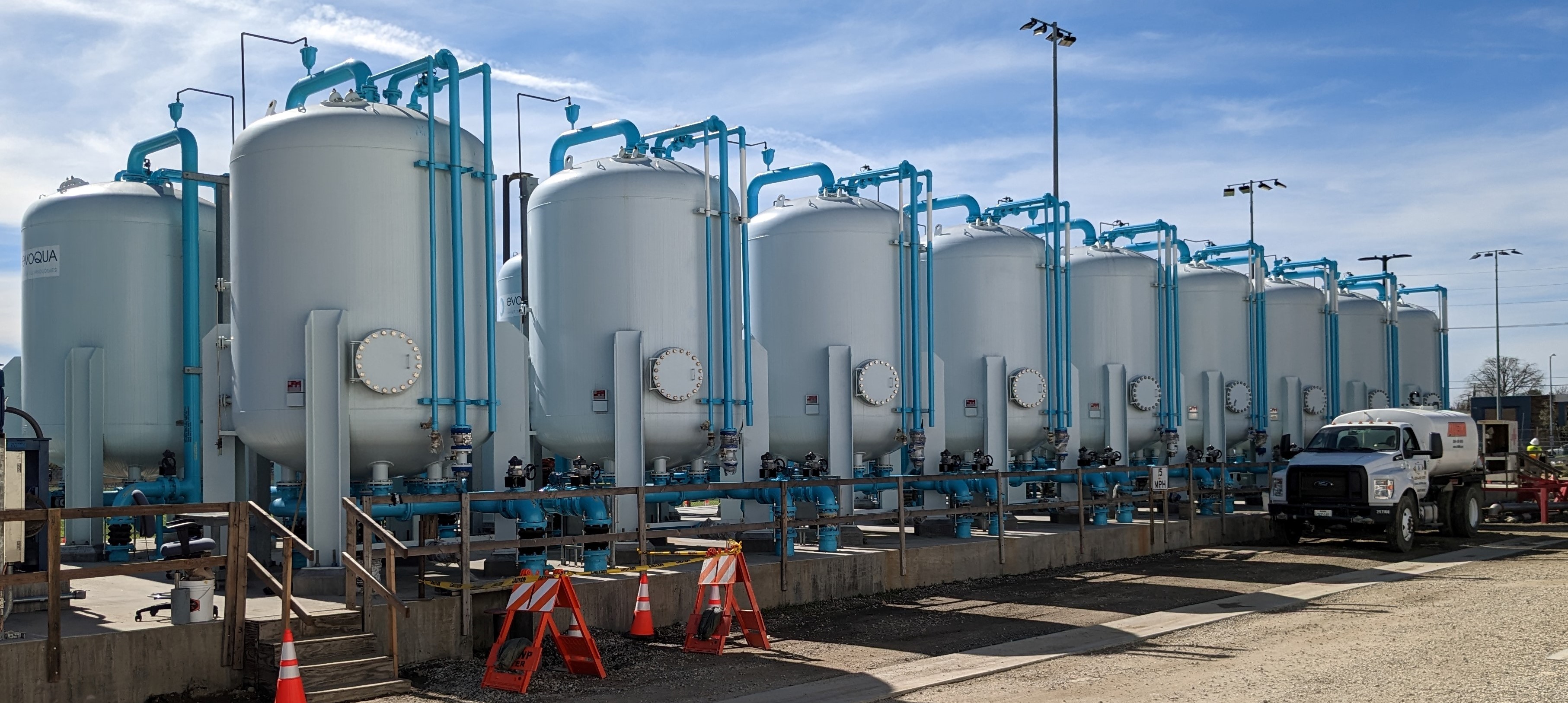 A groundwater remediation site in southern California with over 10 storage tanks.