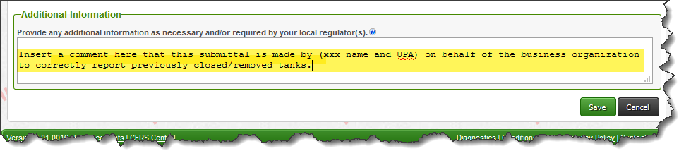 Screenshot of Business portal of CERS’