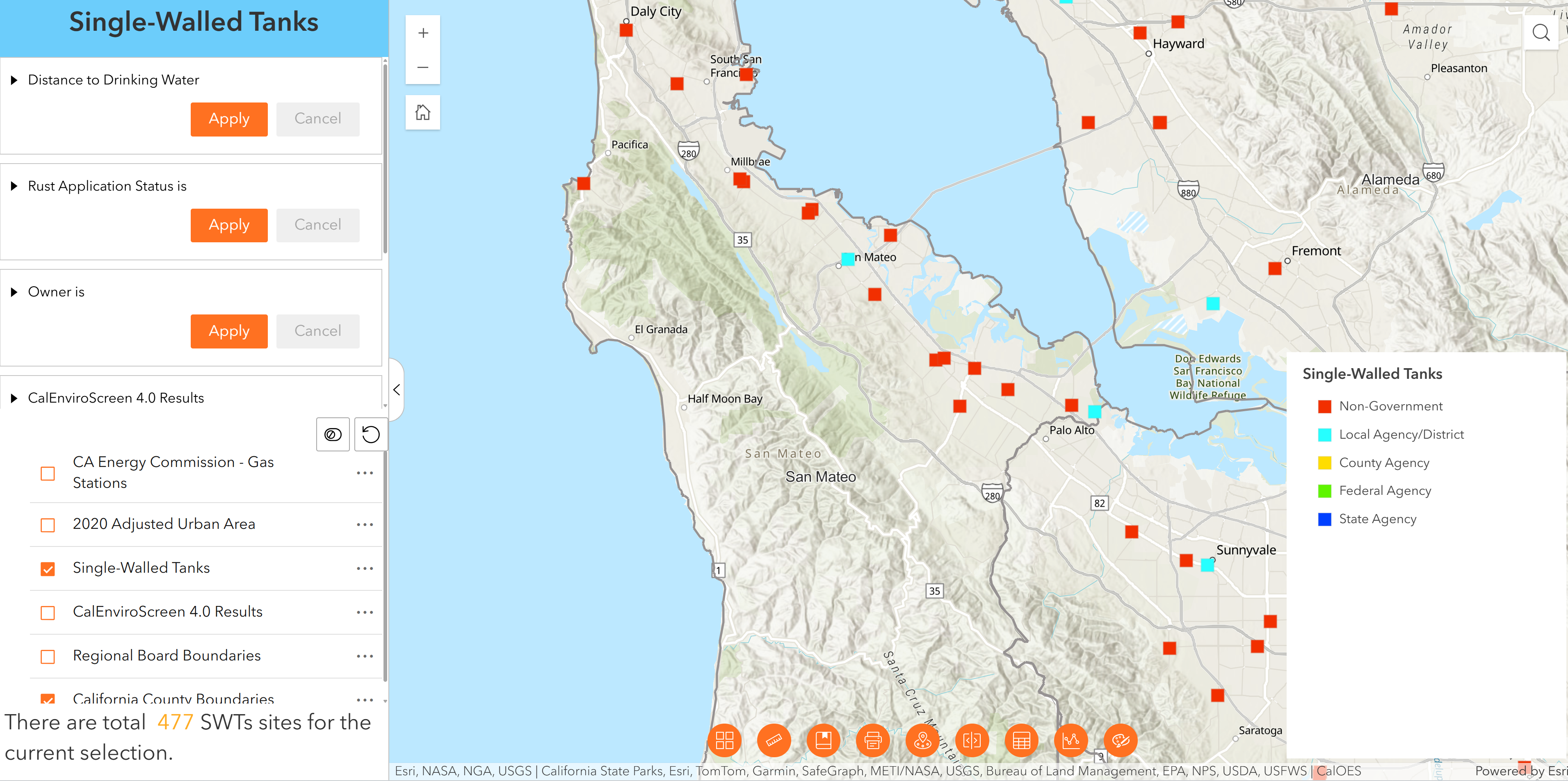 Single-walled UST map