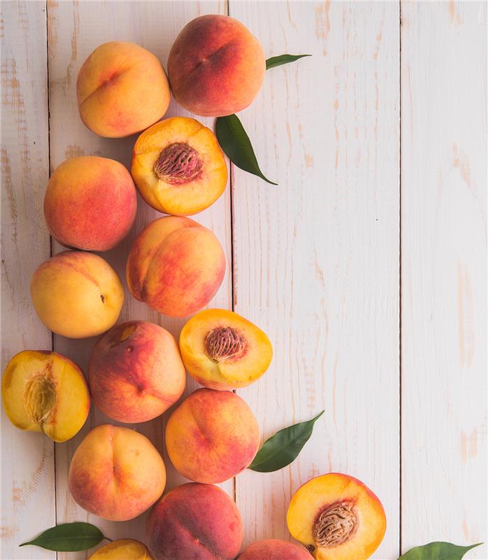 Peaches on a table